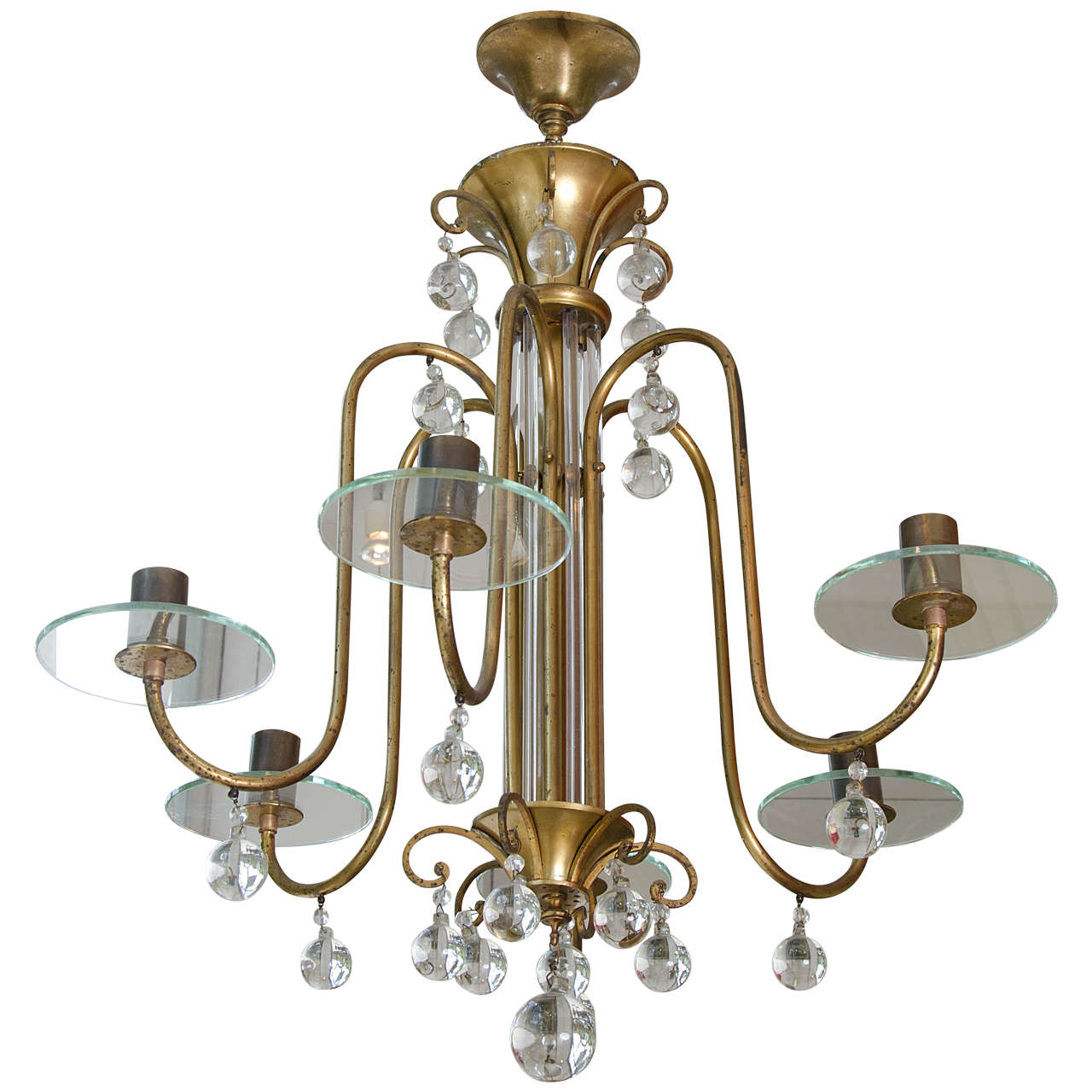 French Bronze Ball Chandelier For Sale at 1stdibs