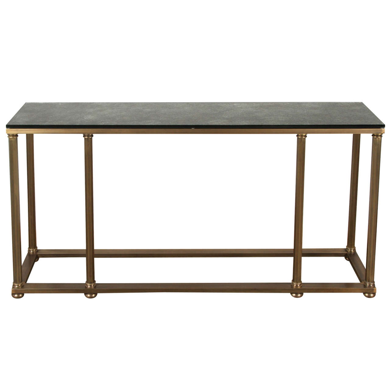 Mid-20th Century Brass Italian Console New Finish and Glass