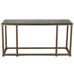 Mid-20th Century Brass Italian Console New Finish and Glass