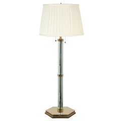 Paul Marra Brass and Beveled Mirror Table Lamp