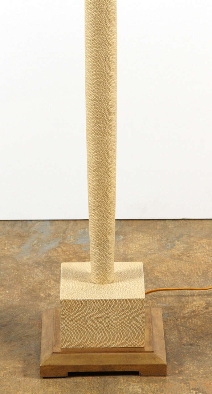 Modern Paul Marra Faux Shagreen Floor Lamp 1940s Inspired, Cream For Sale