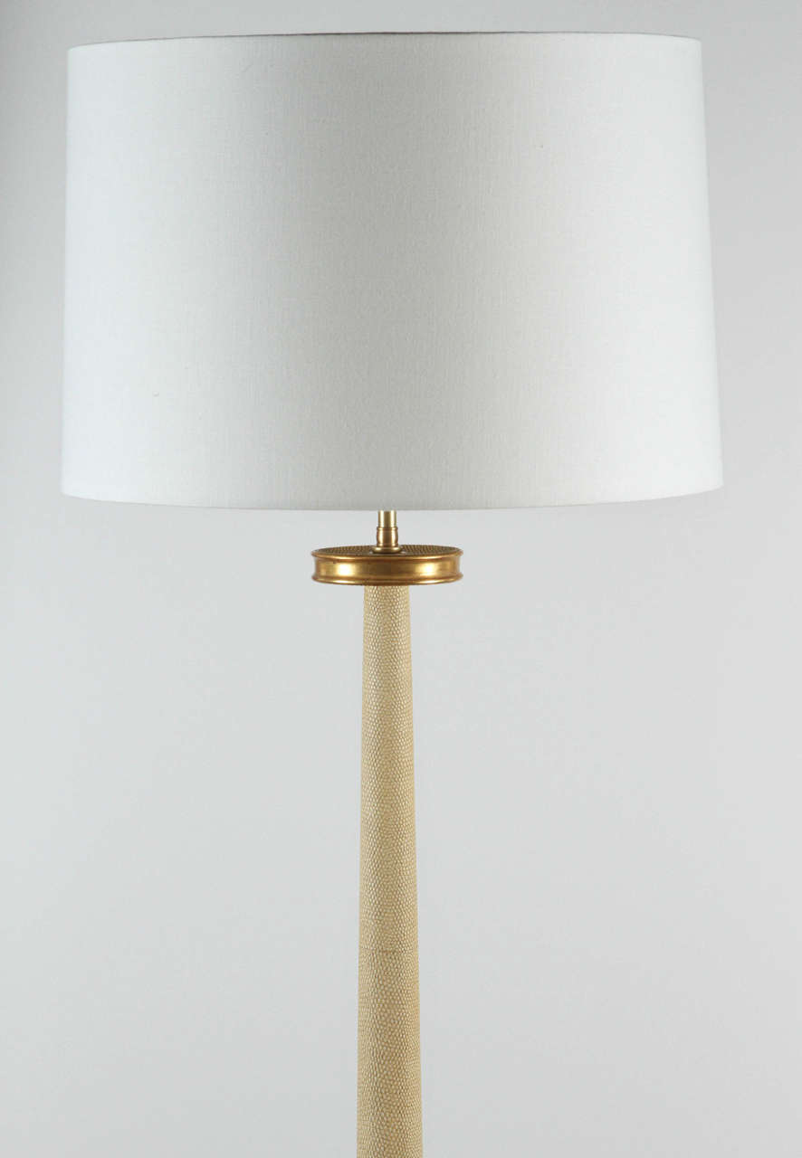 American Paul Marra Faux Shagreen Floor Lamp 1940s Inspired, Cream For Sale