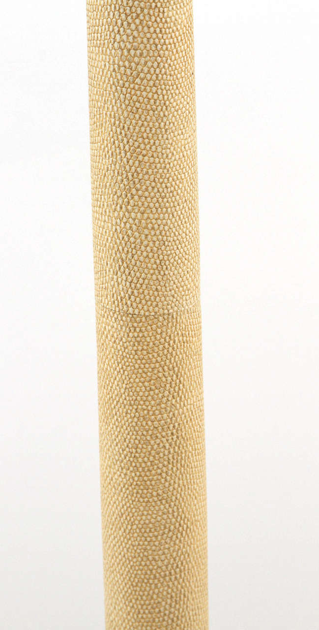 Painted Paul Marra Faux Shagreen Floor Lamp 1940s Inspired, Cream For Sale