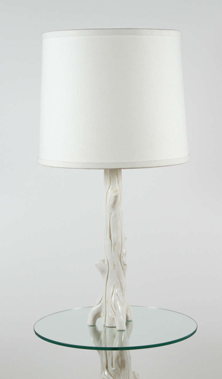 Mid-Century Modern Mid-Century Ceramic Faux Bois Floor Lamp For Sale