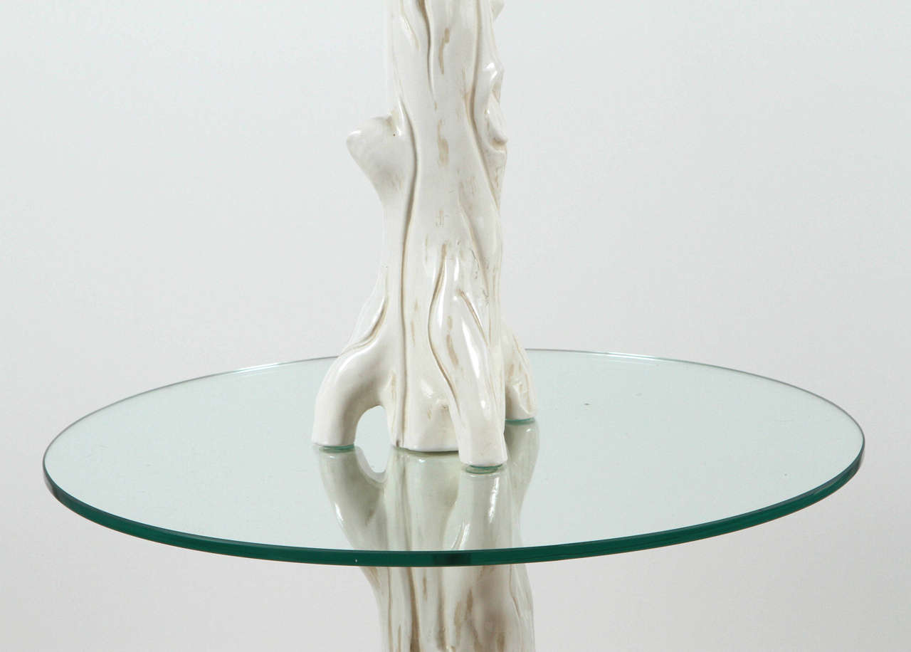American Mid-Century Ceramic Faux Bois Floor Lamp For Sale