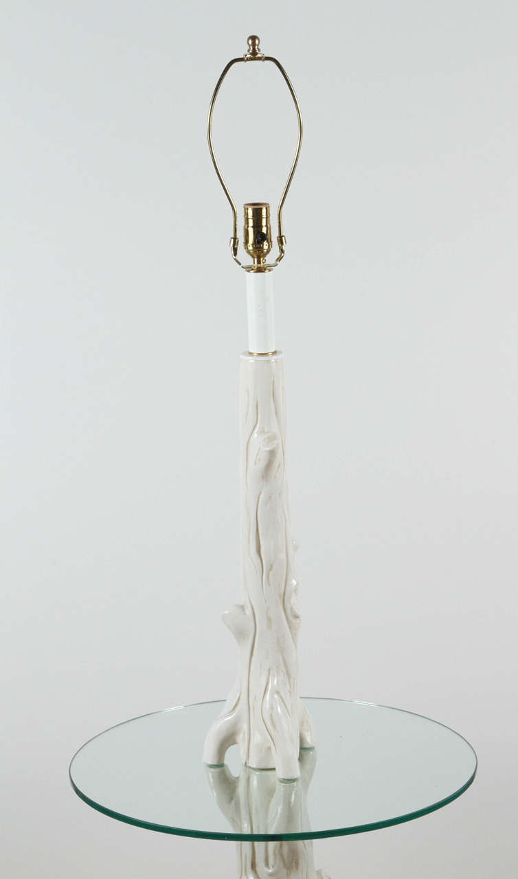 20th Century Mid-Century Ceramic Faux Bois Floor Lamp For Sale