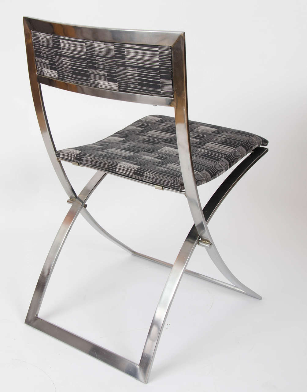 Six Stainless Steel 1960s Folding Dining Chairs "Luisa" by Marcello