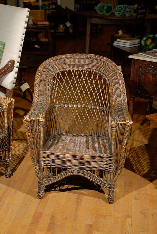 Early 20th C Natural American Bar Harbor Wicker Chairs 6