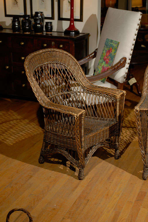 20th Century Early 20th C Natural American Bar Harbor Wicker Chairs