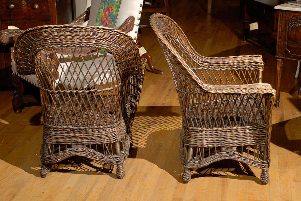 Early 20th C Natural American Bar Harbor Wicker Chairs 2