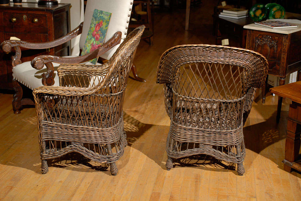 Early 20th C Natural American Bar Harbor Wicker Chairs 3