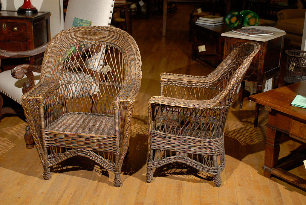 Early 20th C Natural American Bar Harbor Wicker Chairs 4