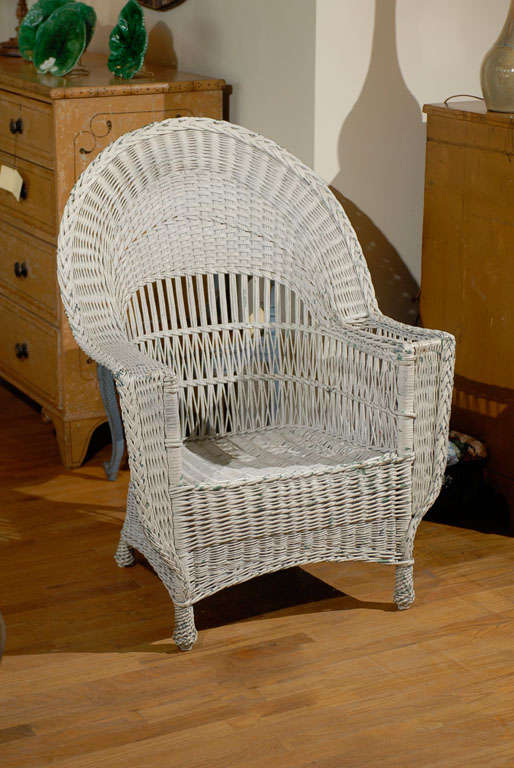American Wicker Chair with Magazine pocket c.1915