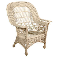 Antique Bar Harbor Wicker Chair with Magazine Pocket