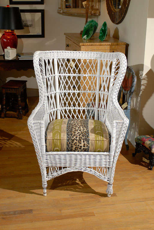 Reed 20th Century Bar Harbor Wicker Winged Back Chair