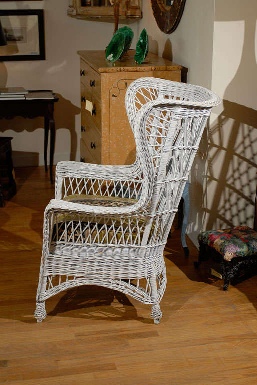 20th Century Bar Harbor Wicker Winged Back Chair 2