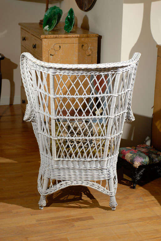 20th Century Bar Harbor Wicker Winged Back Chair 3