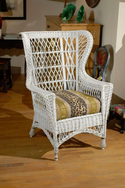 20th Century Bar Harbor Wicker Winged Back Chair