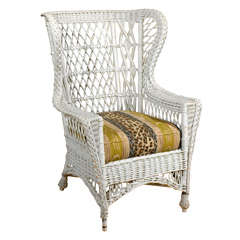20th Century Bar Harbor Wicker Winged Back Chair