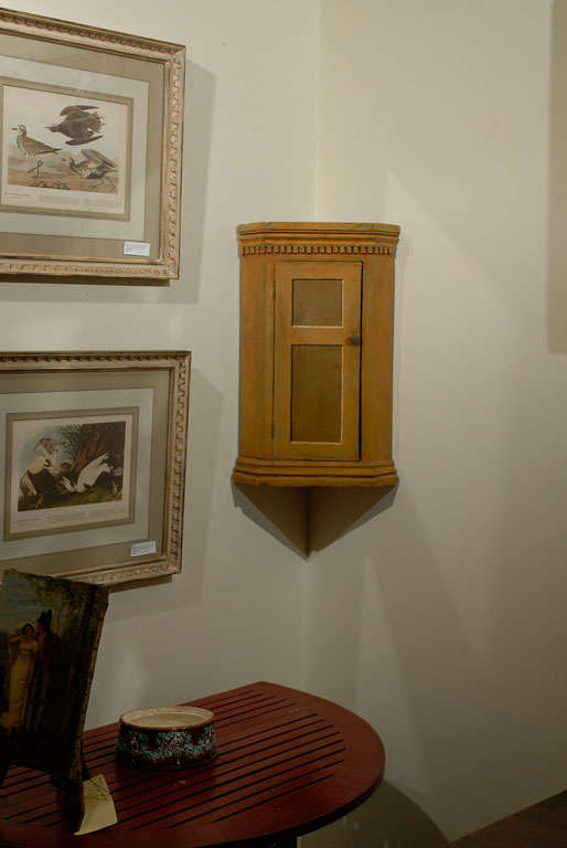 19th C Petite English Painted Hanging Corner Cupboard 1
