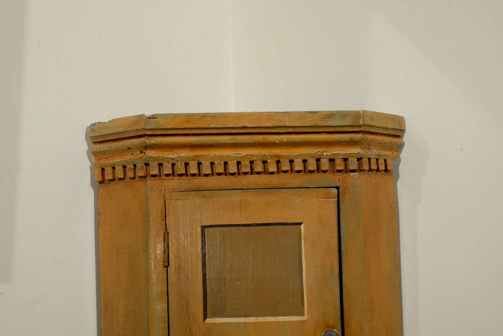 British 19th C Petite English Painted Hanging Corner Cupboard