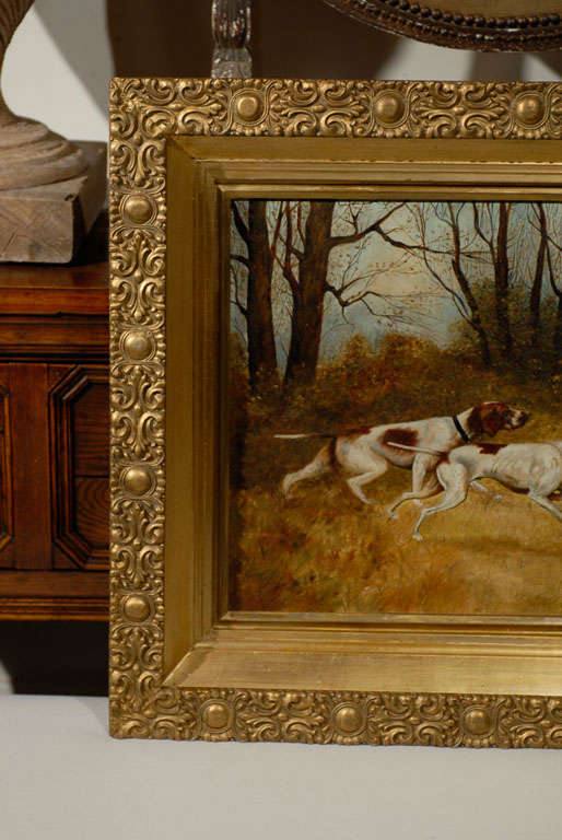 American Painting of Pointers in Field