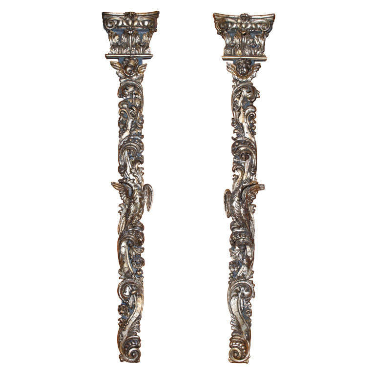 Pair of 18th Century Italian Silvergilt and Carved Wall Appliques For Sale
