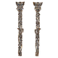 Pair of 18th Century Italian Silvergilt and Carved Wall Appliques