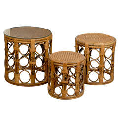 Vintage Bamboo Stacking Tables