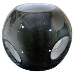 Vintage Sweedish Vase Black, Whtie 
Clear Convex Circles