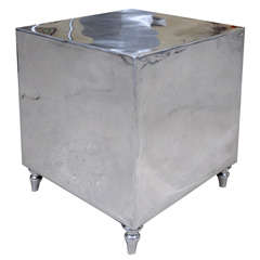 All Metal Cube Table Polished Aluminum