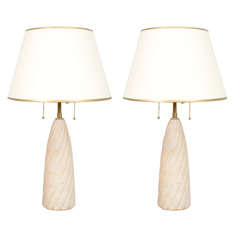 Pair of Petite Alabaster Table Lamps