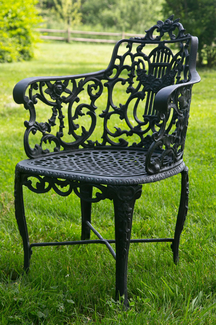 Victorian Armchair with Lyre-Back, Marked Robert Wood