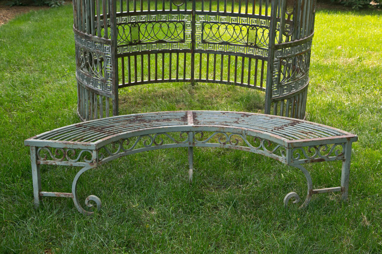 Mid-20th Century Gazebo with Copper Roof and Wrought-Iron Elements