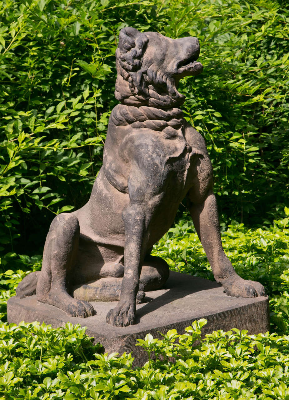 An exceptional carved sandstone model of a seated Molossian Hound with a docked tail, a replica of a 2nd-c. Roman copy of a Hellenistic bronze; known as the Dog of Alcibiades, the Jennings Dog or the Duncombe Dog.

The Hellenistic sculpture the