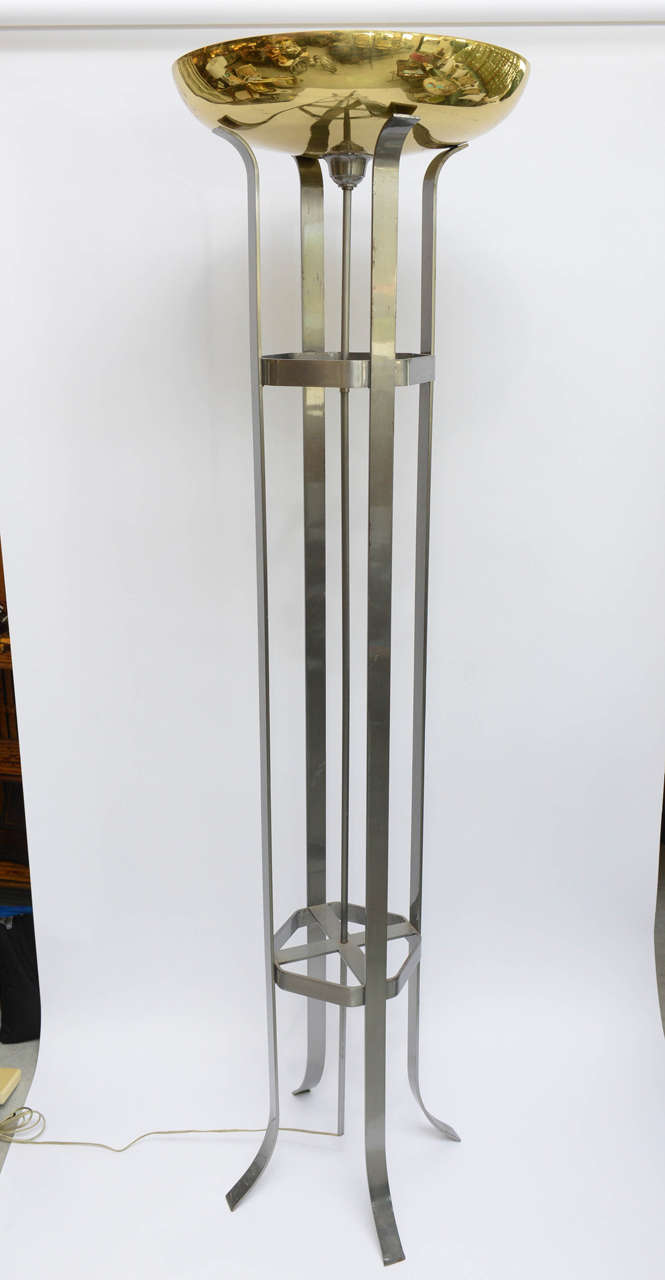 Free Standing  Torchiere Floor Lamp Fitted for one Single Light Bulb
and a Foot Rheostat .