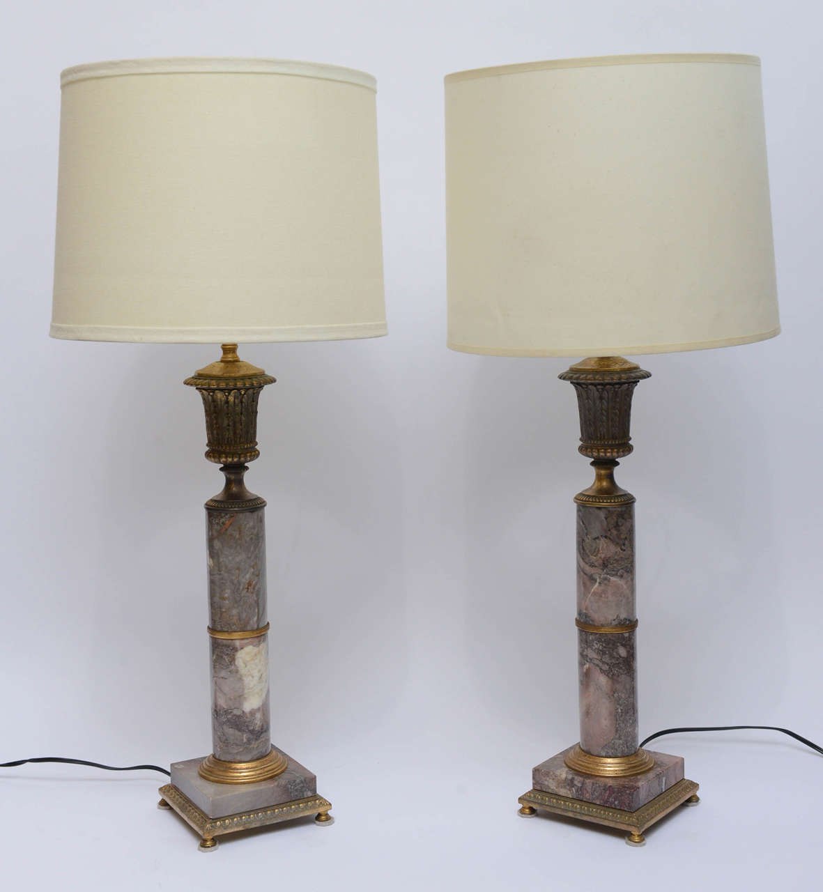 Very Elegant 2 tones Marble & Bronze Table Lamps from Italy.