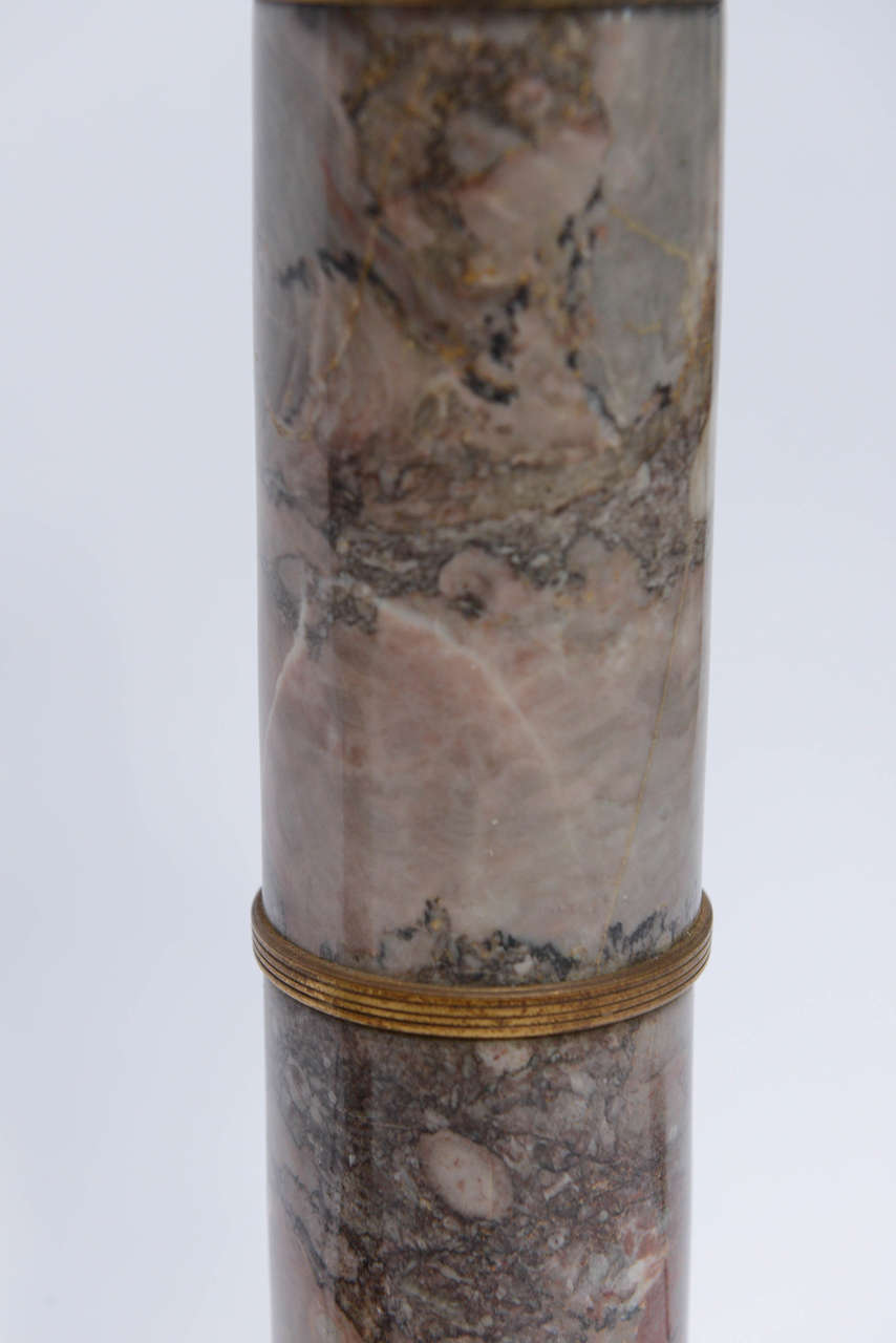 Early 20th Century Pair of Marble and Bronze Column Table Lamps 4