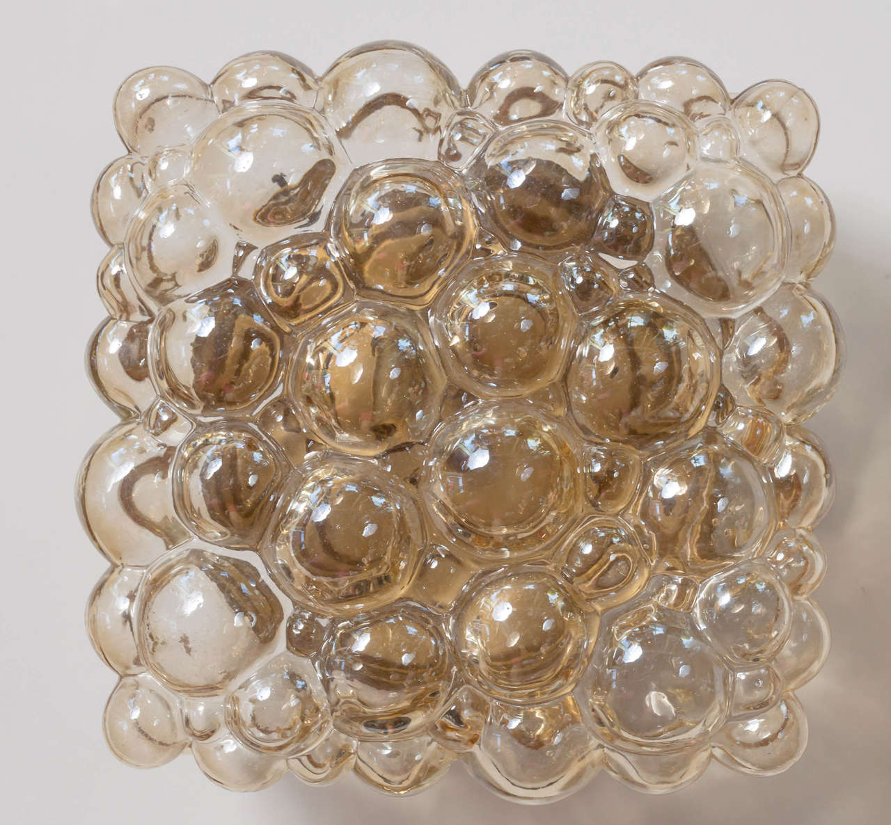 Mid-20th Century Amber Bubble Glass Flush Mount Pendant