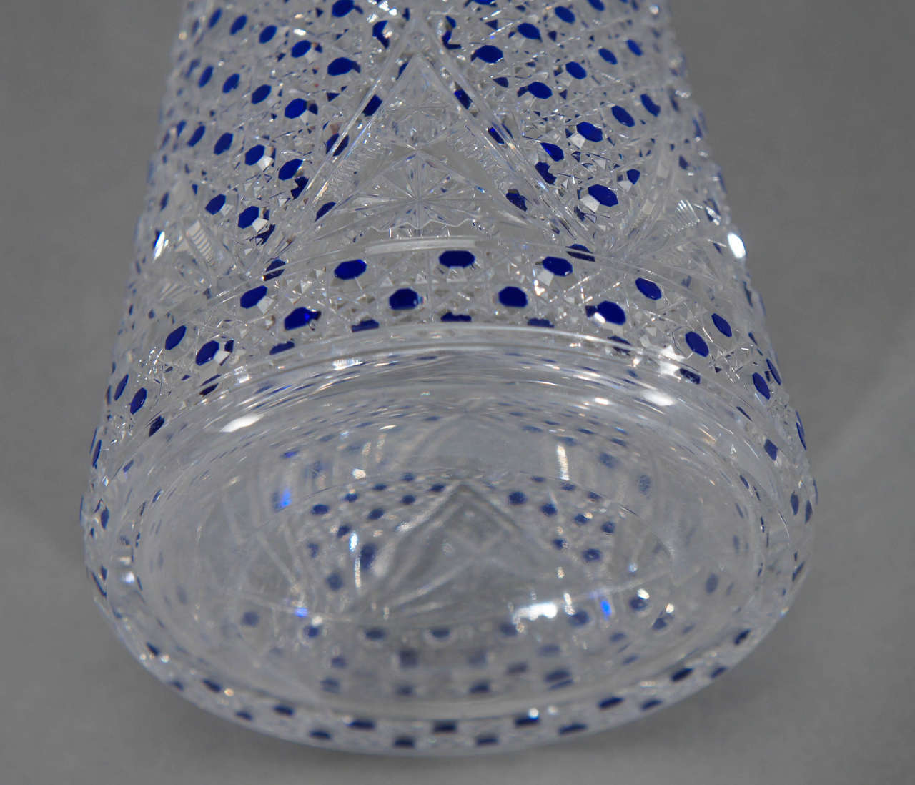 Baccarat 19th c. Hand Blown Crystal Decanter Cobalt Cut To Clear 3