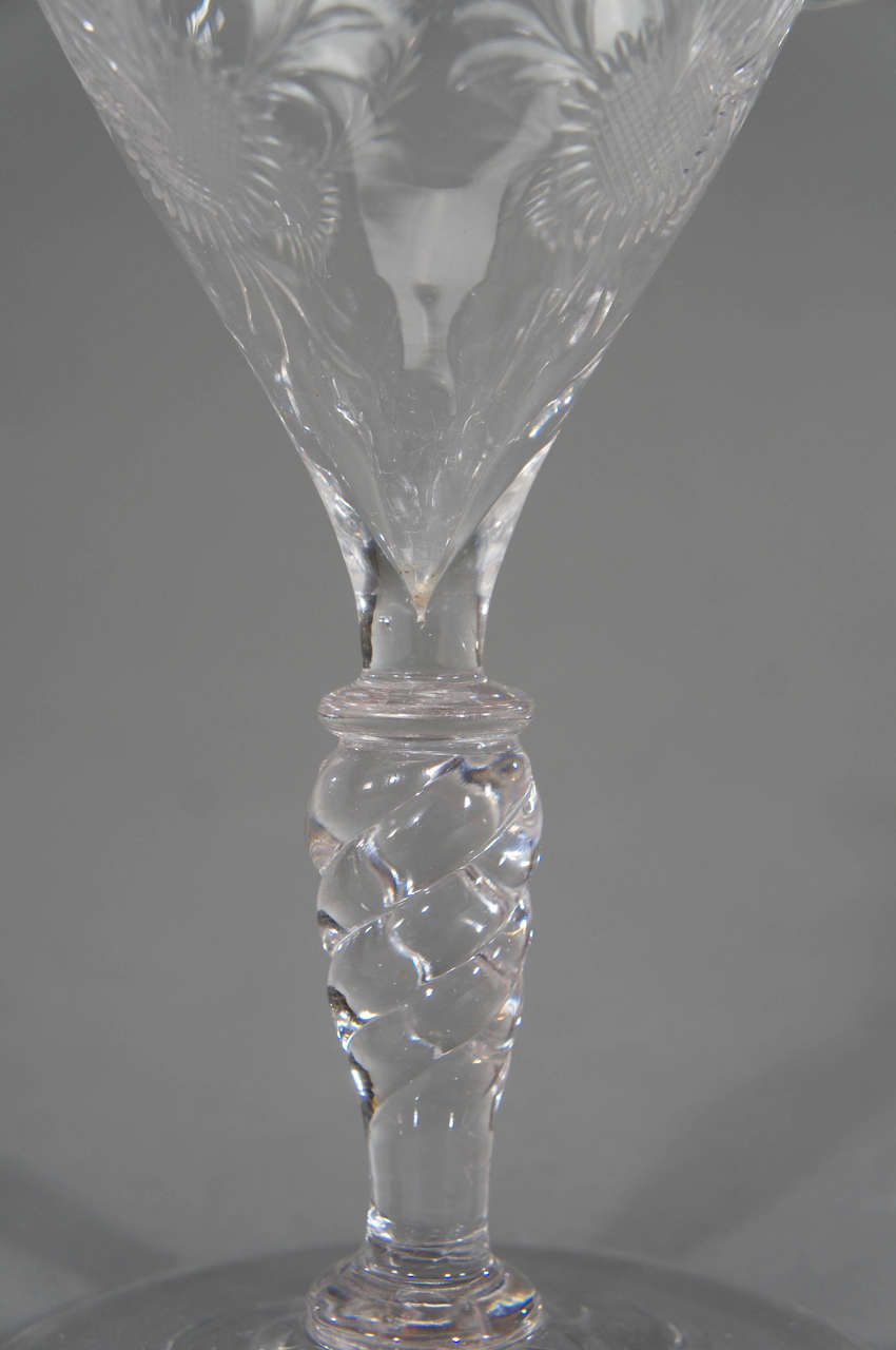 Crystal Signed Stevens & Williams Five-Piece Wheel Cut Centerpiece or Epergne For Sale