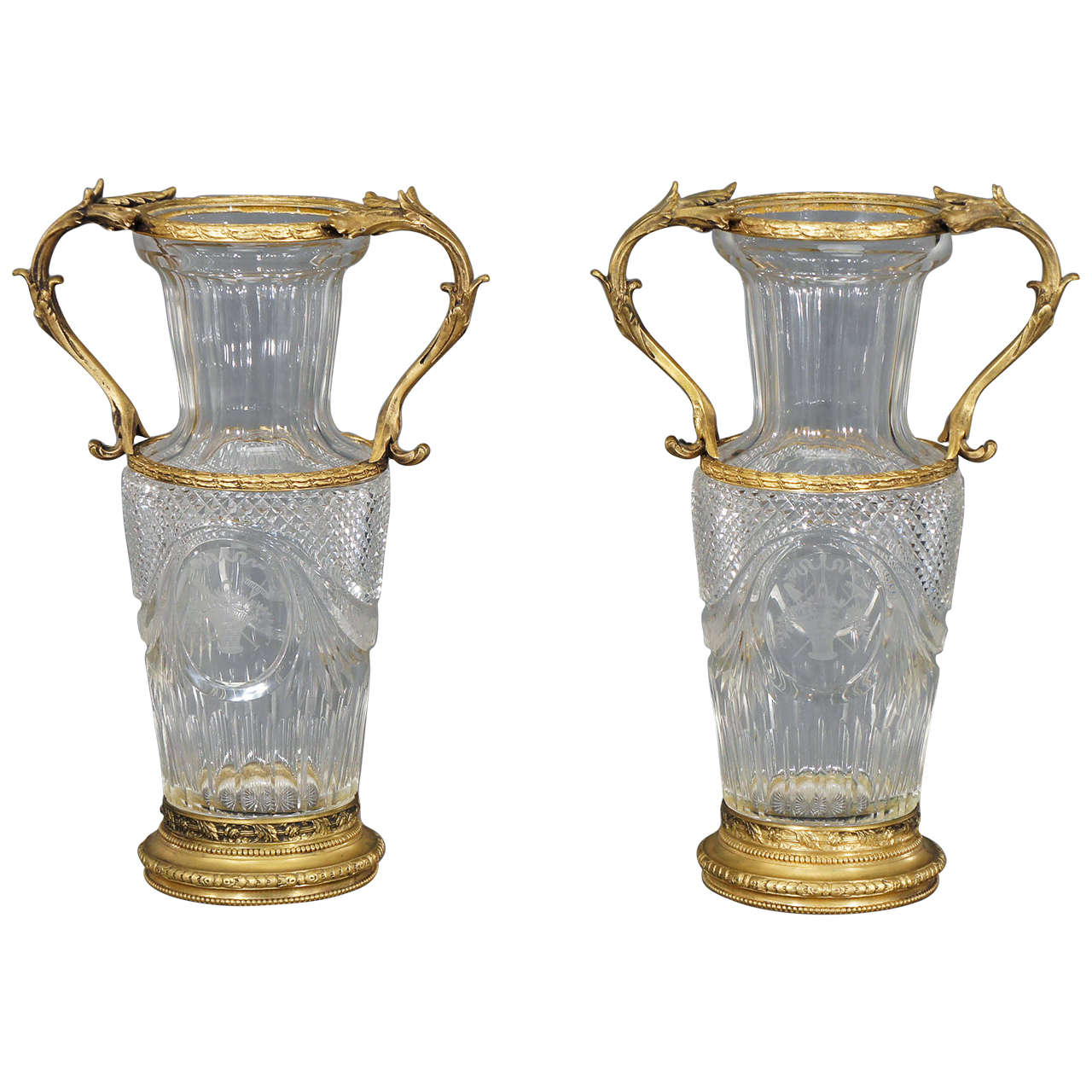 Rare Pair of Baccarat Crystal Vases at 1stDibs baccarat vase for sale