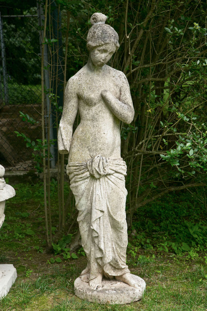 Carved white marble figure of psyche