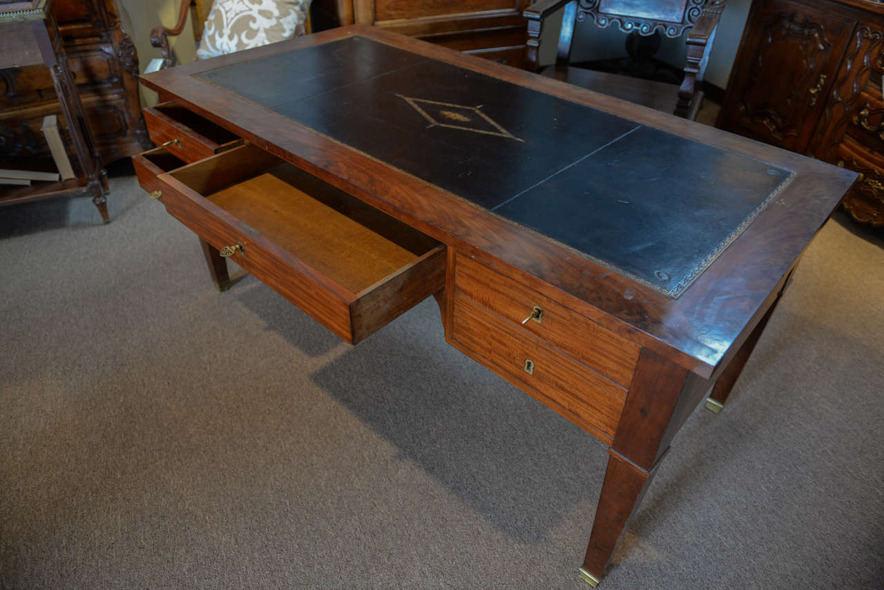 Restauration Period Restoration Desk In Mahogany with Slides at Both Ends