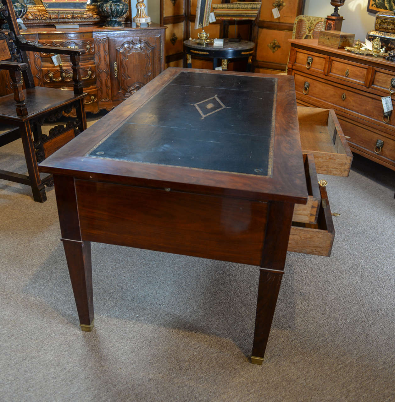 19th Century Period Restoration Desk In Mahogany with Slides at Both Ends