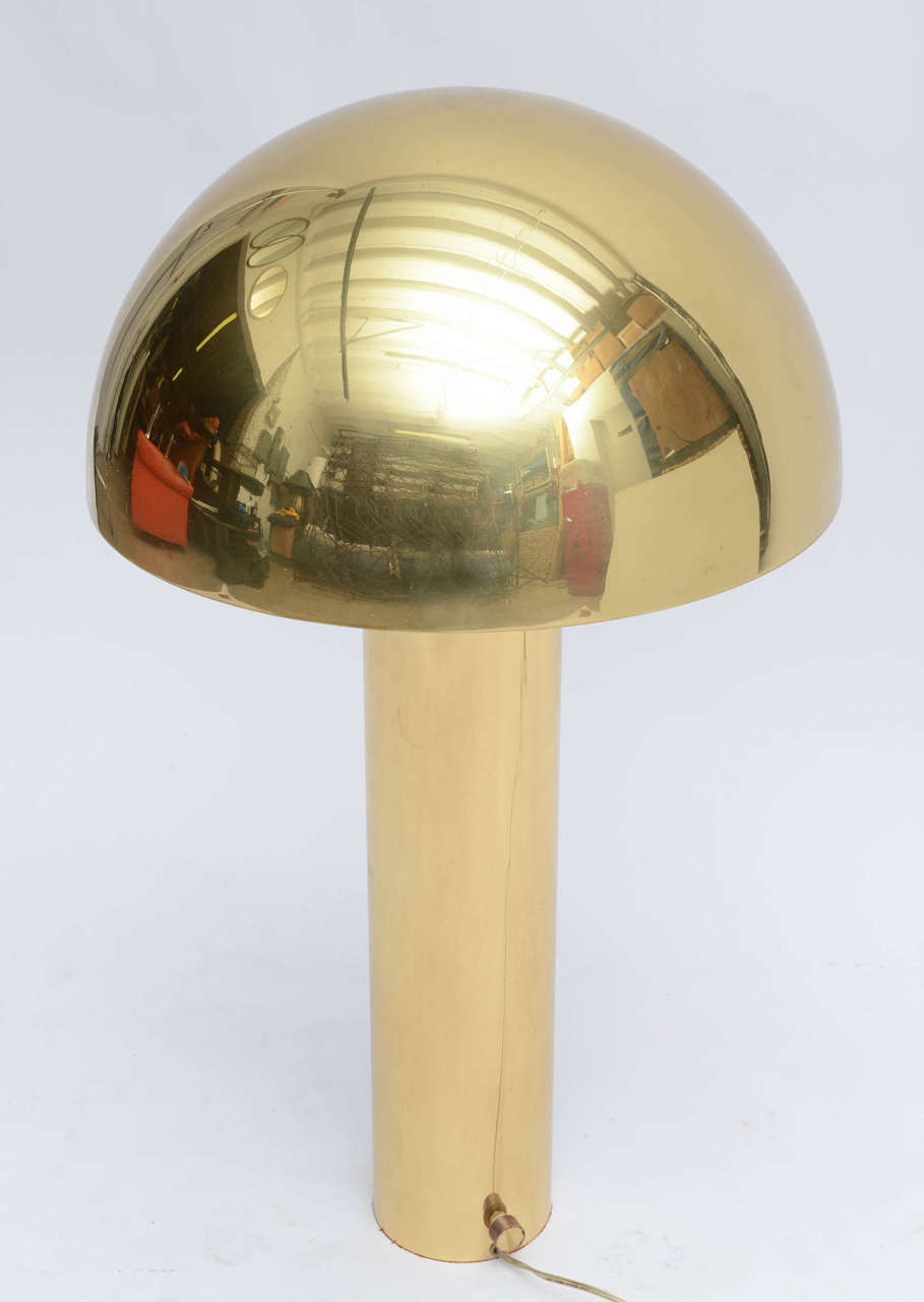 Karl Springer Brass Mushroom Lamp In Good Condition In West Palm Beach, FL