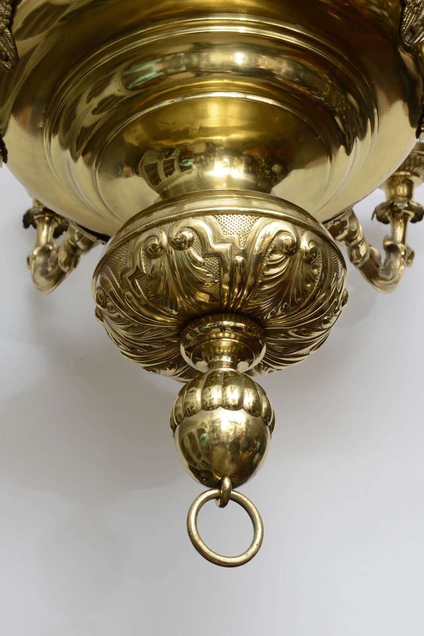 French Baroque Style Brass Hanging Fixture For Sale