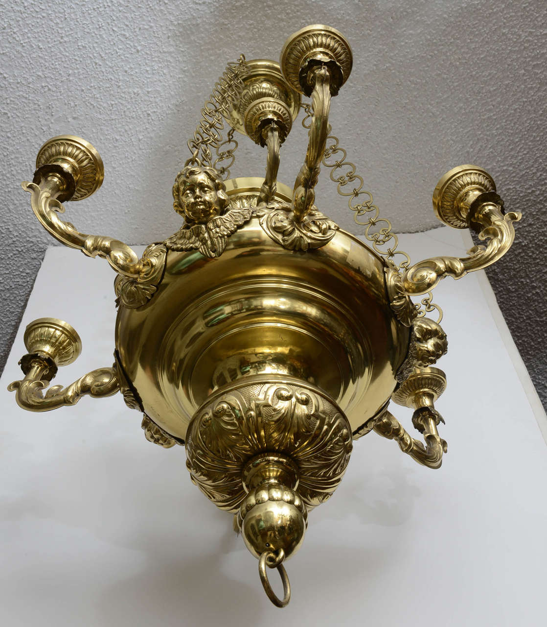 Baroque Style Brass Hanging Fixture For Sale 4