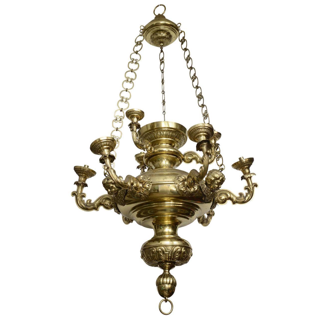 Baroque Style Brass Hanging Fixture For Sale