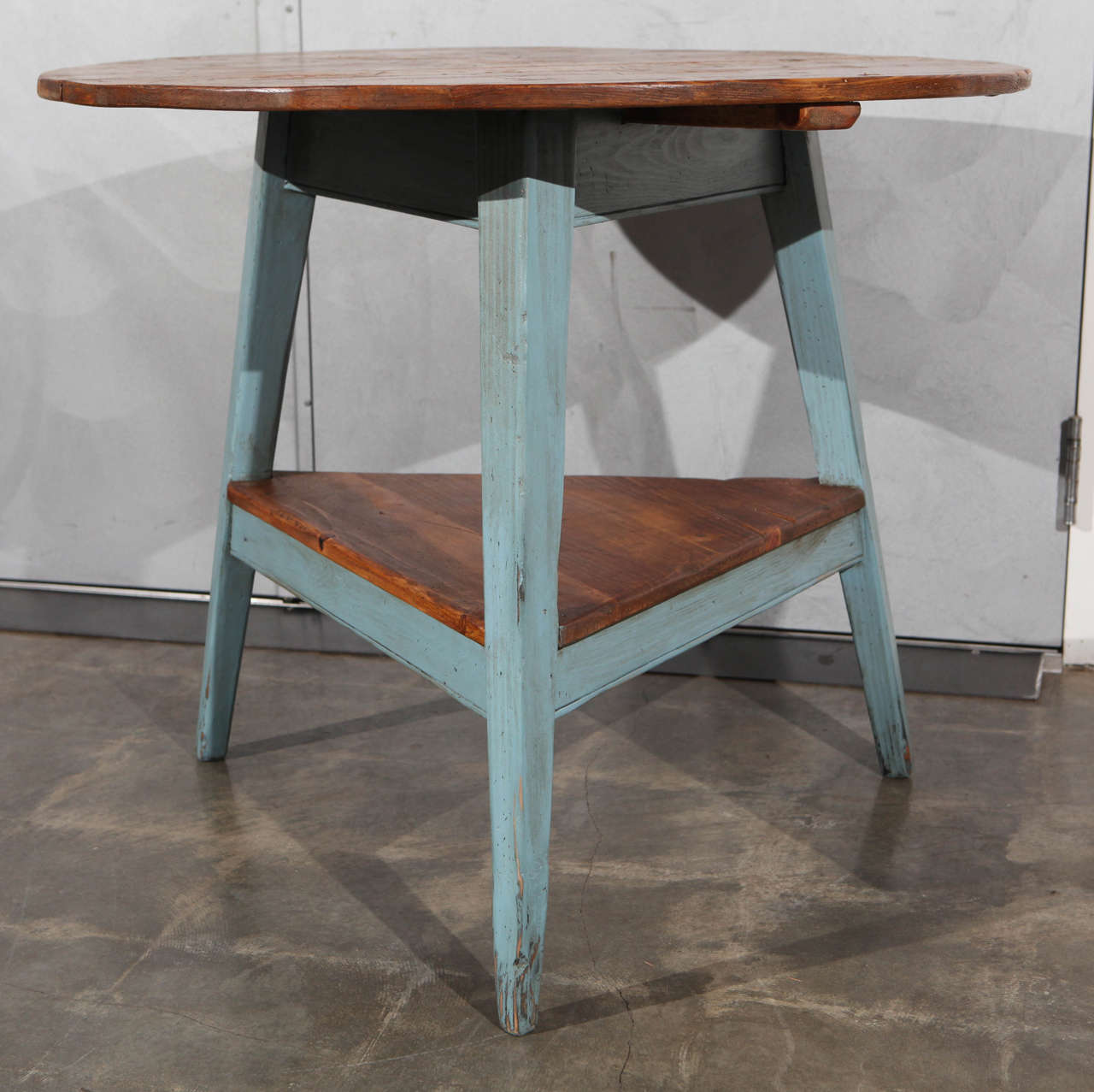 20th Century English Cricket Table with Blue Painted Legs